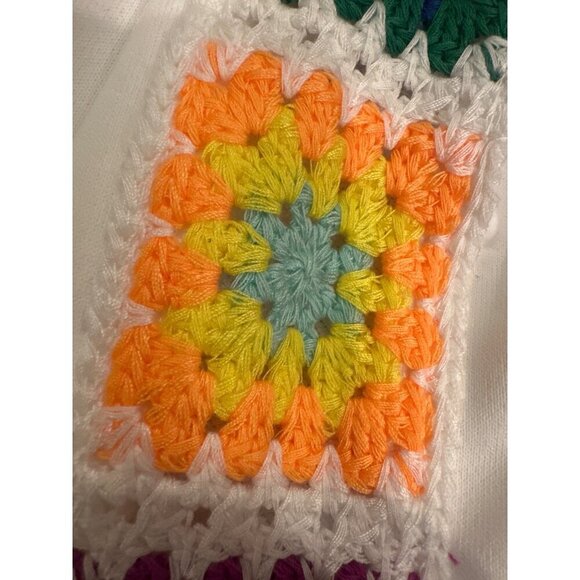 Rainbow Flower Sleeve White Sweatshirt By Rebellion Again - Polyester Womens L - Picture 8 of 8